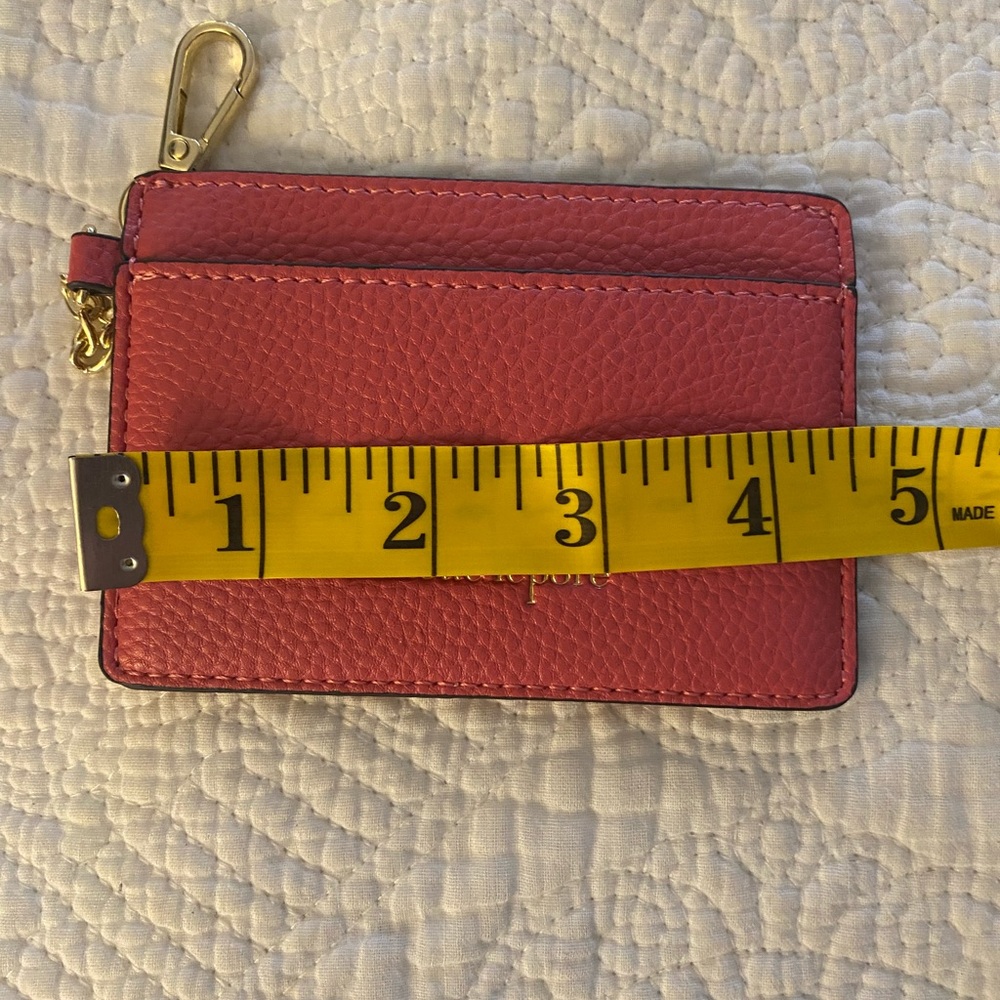 Nanette Lepore Pink Pebbled Leather Card Holder with Gold Tone Keychain Like New - Picture 4 of 6